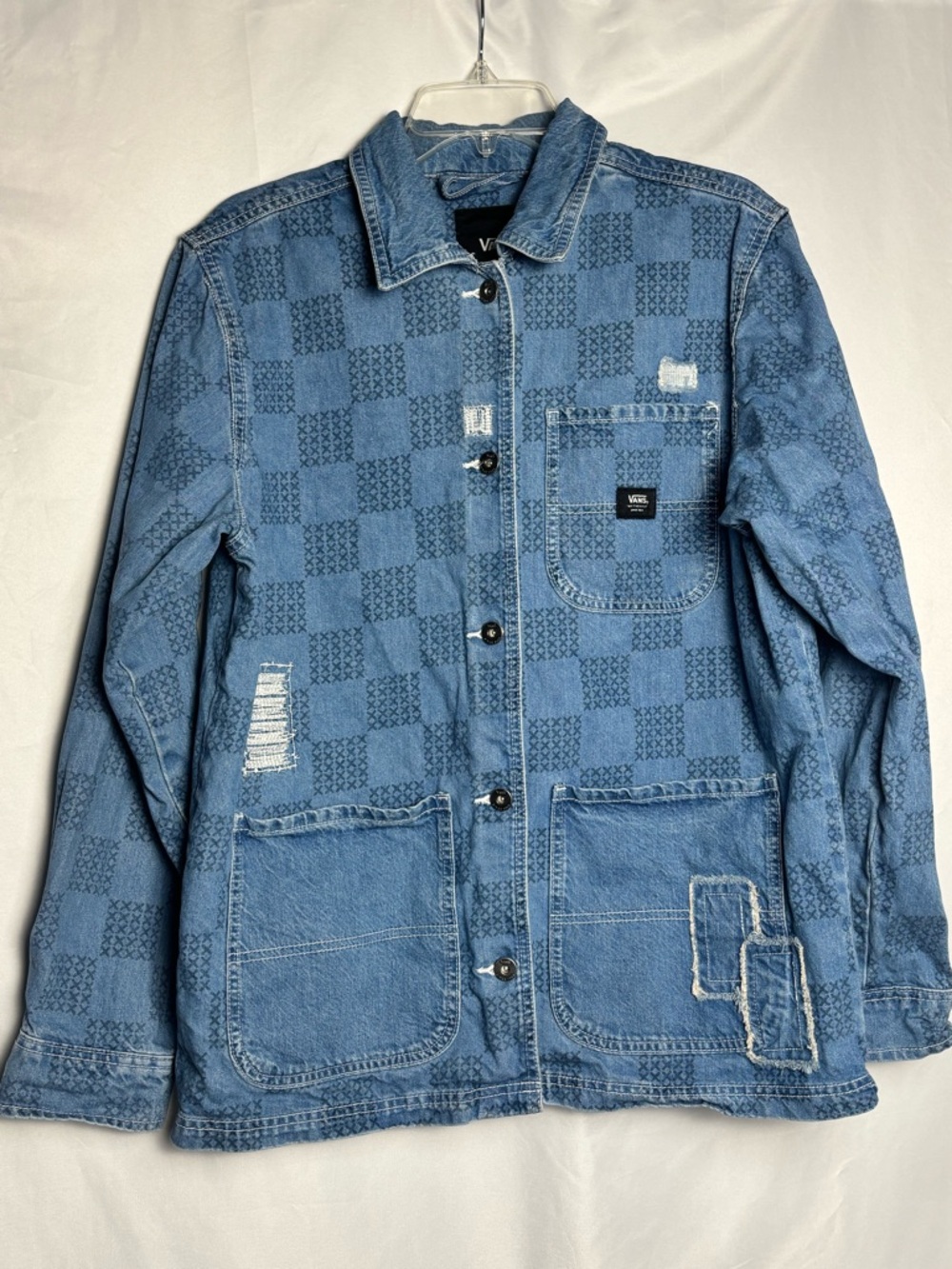 Vans Light Blue Checker Denim Shirt Jacket - Picture 2 of 5